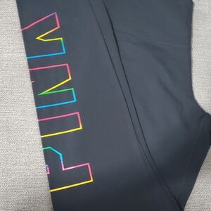 PINK Victoria's Secret Black Leggings with Rainbow Logo